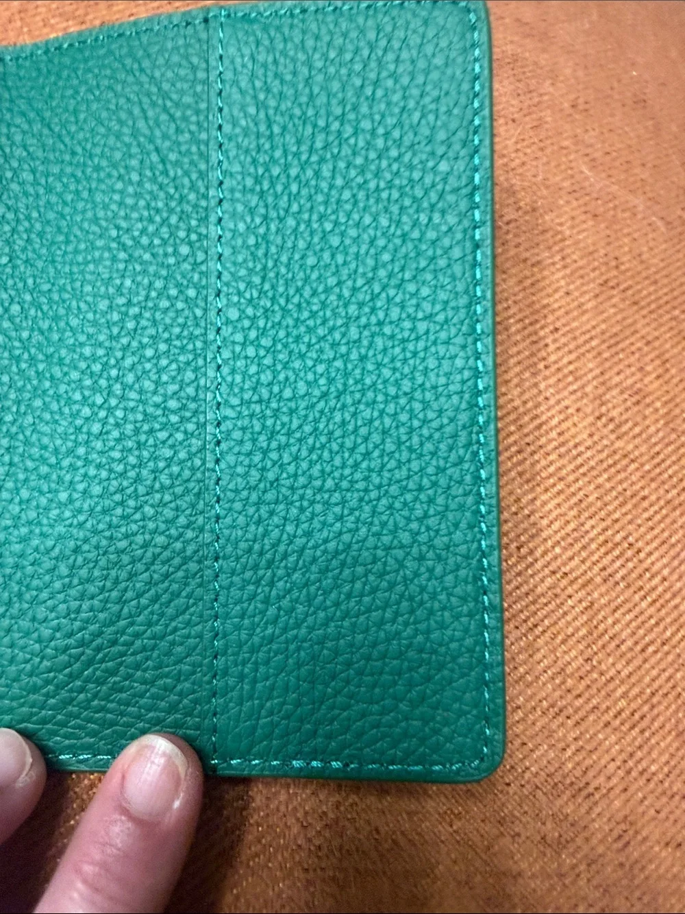 Emerald Green Grained Leather MAISONdeSABRE Passport Wallet